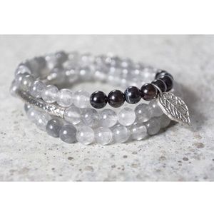 Cloudy Quartz Onyx Beaded Wrap Bracelet